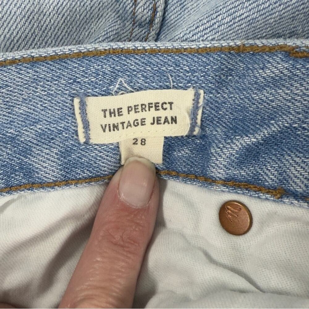 Madewell The Perfect Vintage‎ Jeans Distressed Crop Light Wash Size 28 TINY FLAW - Picture 6 of 11